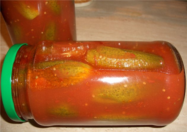 Огурцы в томатной заливке на зиму: рецепт приготовления